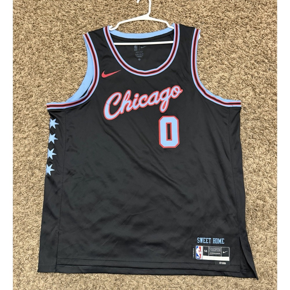 Nike Chicago Bulls Jersey Black Coby White Swingman City Edition Mens Size 2XL